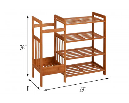 FaFurn - 2-In-1 Entryway 4-Shelf Bamboo Shoe Rack and Umbrella Holder