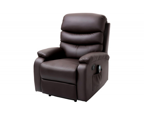 FaFurn - Adjustable Brown Faux Leather Remote Massage Recliner Chair W/ Footrest