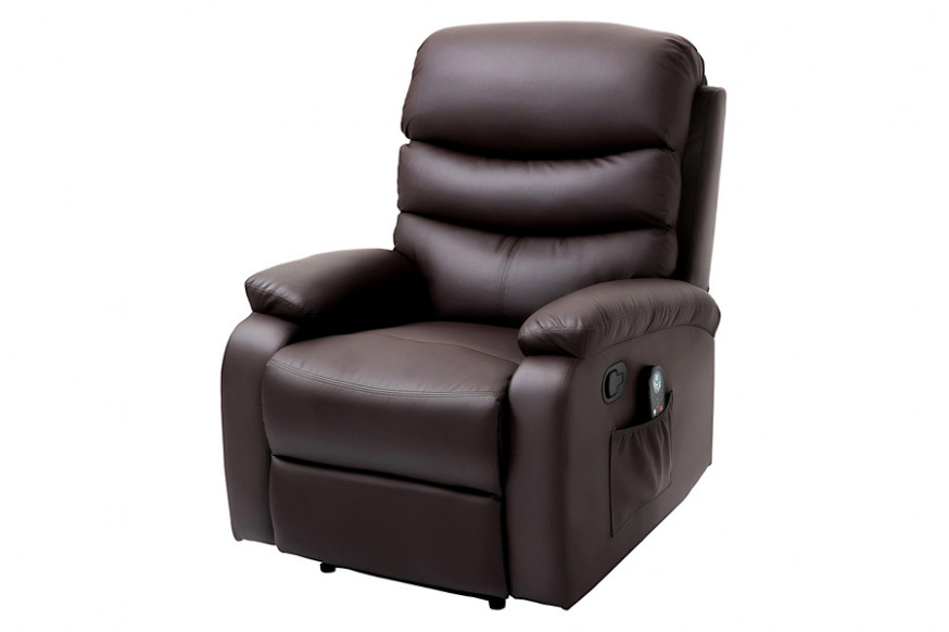 FaFurn™ - Adjustable Brown Faux Leather Remote Massage Recliner Chair W/ Footrest