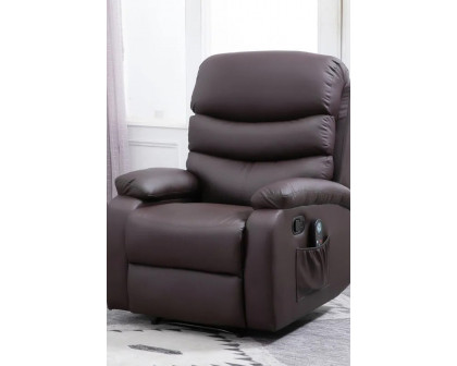 FaFurn™ - Adjustable Brown Faux Leather Remote Massage Recliner Chair W/ Footrest