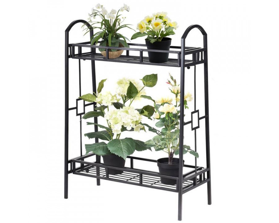 FaFurn - Rustic 2-Tier Planter Rack in Steel