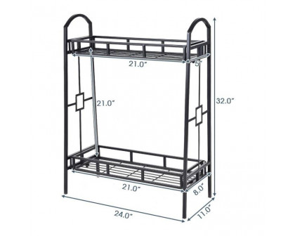 FaFurn - Rustic 2-Tier Planter Rack in Steel