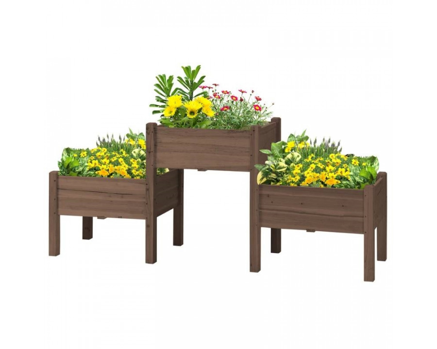 FaFurn Garden Bed Planter Box - Brown, Fir Wood