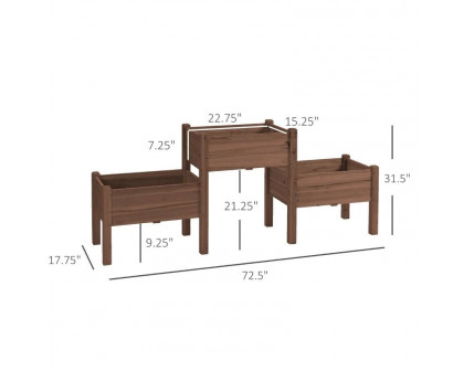 FaFurn Garden Bed Planter Box - Brown, Fir Wood