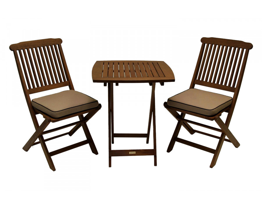 FaFurn - 3-Piece Bistro Style Outdoor Patio Furniture Chair Table Set with Cushions