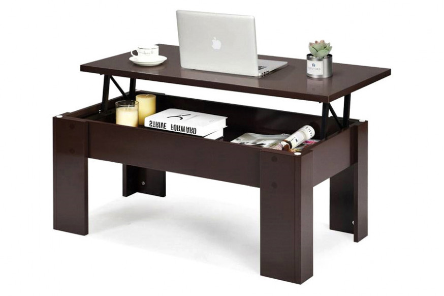 FaFurn™ Farmhouse Lift-Top Multi Purpose Coffee Table Laptop Desk - Espresso Brown