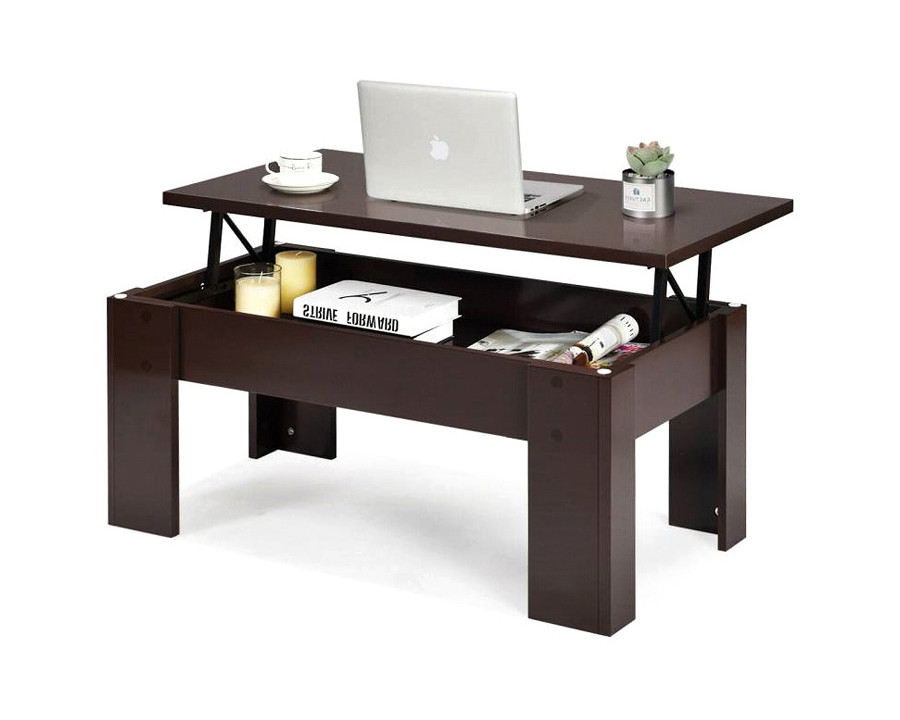 FaFurn Farmhouse Lift-Top Multi Purpose Coffee Table Laptop Desk - Espresso Brown