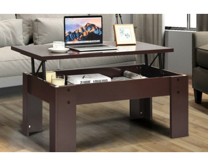 FaFurn™ Farmhouse Lift-Top Multi Purpose Coffee Table Laptop Desk - Espresso Brown