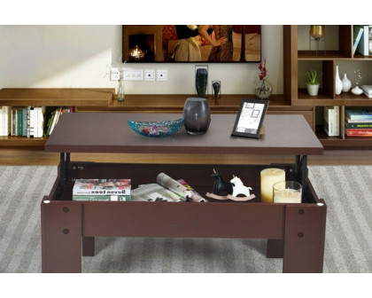 FaFurn™ Farmhouse Lift-Top Multi Purpose Coffee Table Laptop Desk - Espresso Brown