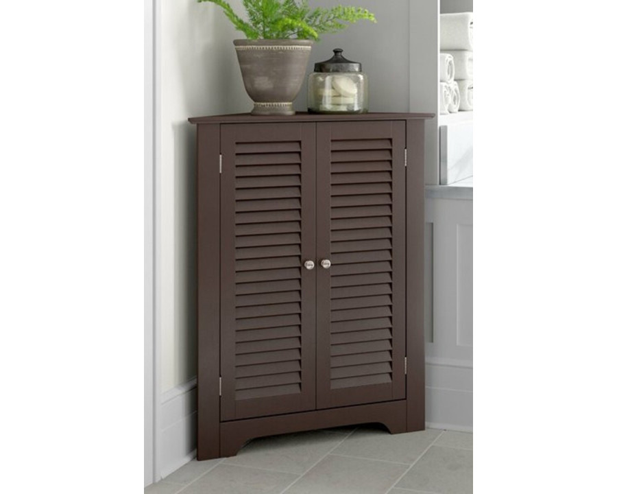 FaFurn Corner 2 Door Space Saving Bathroom Storage Cabinet - Espresso