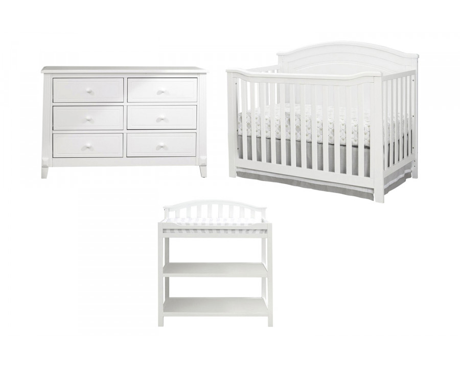 FaFurn - 3 Piece Crib Changing Station 6 Drawer Dresser Nursery Furniture Set White