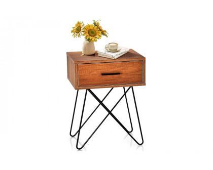 FaFurn - Farmhouse Rustic Natural Brown 1 Drawer Nightstand Coffee Table