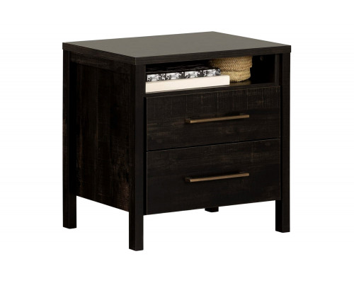 FaFurn Modern 2 Drawer Nightstand Cubby Storage Shelf - Java