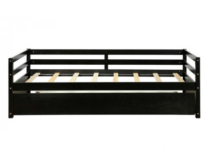 FaFurn Twin/Twin Dorm Style Trundle Daybed Platform Bed Frame - Espresso