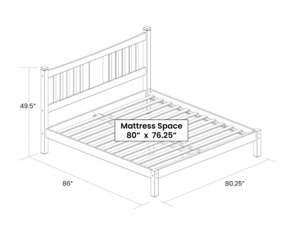 FaFurn Farmhouse King Size Platform Bed with Headboard - Espresso, Wood