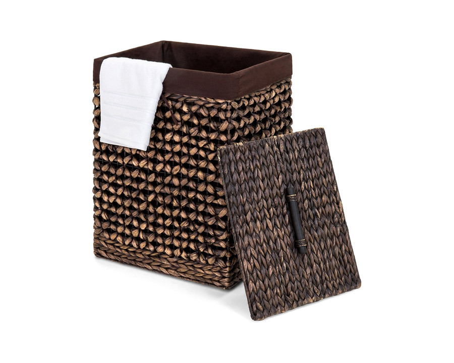 FaFurn - Espresso Handwoven Hyacinth Linen Liner Laundry Hamper