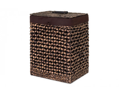 FaFurn - Espresso Handwoven Hyacinth Linen Liner Laundry Hamper