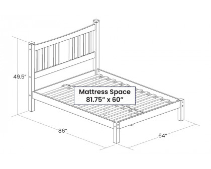 FaFurn Farmhouse Queen Size Platform Bed with Headboard - Espresso, Wood