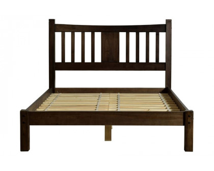 FaFurn - Solid Pine Wood Platform Bed with Headboard