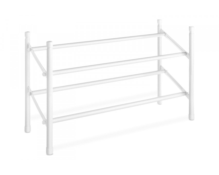 FaFurn - 2-Tier Stackable Shoe Rack Organizer Storage Shelves in White