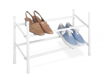 FaFurn - 2-Tier Stackable Shoe Rack Organizer Storage Shelves in White