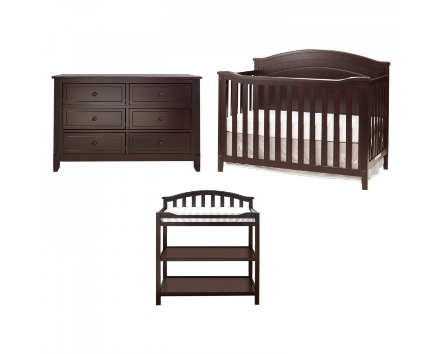 FaFurn - 3-Piece Nursery Furniture Set in Espresso, Wood