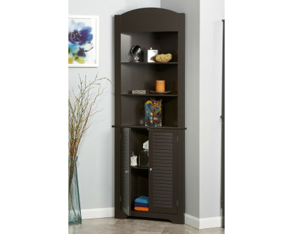 FaFurn - Bathroom Linen Tower Corner Storage Cabinet with 3 Open Shelves