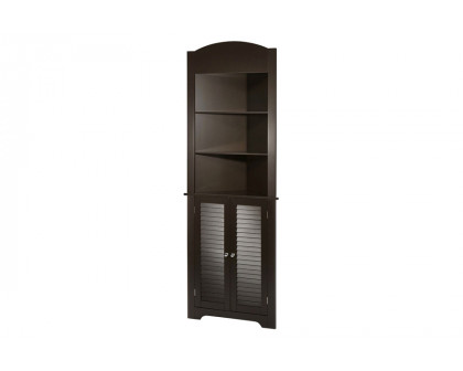 FaFurn Bathroom Linen Tower Corner Storage Cabinet with 3 Open Shelves - Espresso