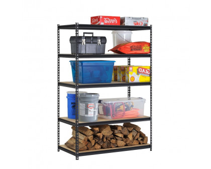 FaFurn - Storage Rack Shelving Unit with 5 Adjustable Shelves in Black, Metal