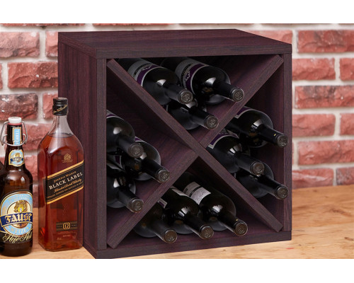 FaFurn - Stackable 12-Bottle Wine Rack in Espresso Brown Wood Finish