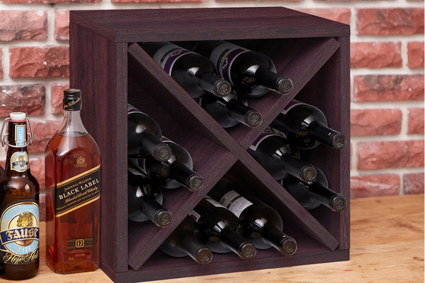 FaFurn™ - Stackable 12-Bottle Wine Rack in Espresso Brown Wood Finish