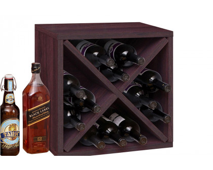 FaFurn™ - Stackable 12-Bottle Wine Rack in Espresso Brown Wood Finish