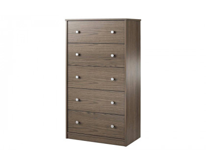 FaFurn Modern 5-Drawer Bedroom Chest Dresser in Wood Finish - Gray-Brown