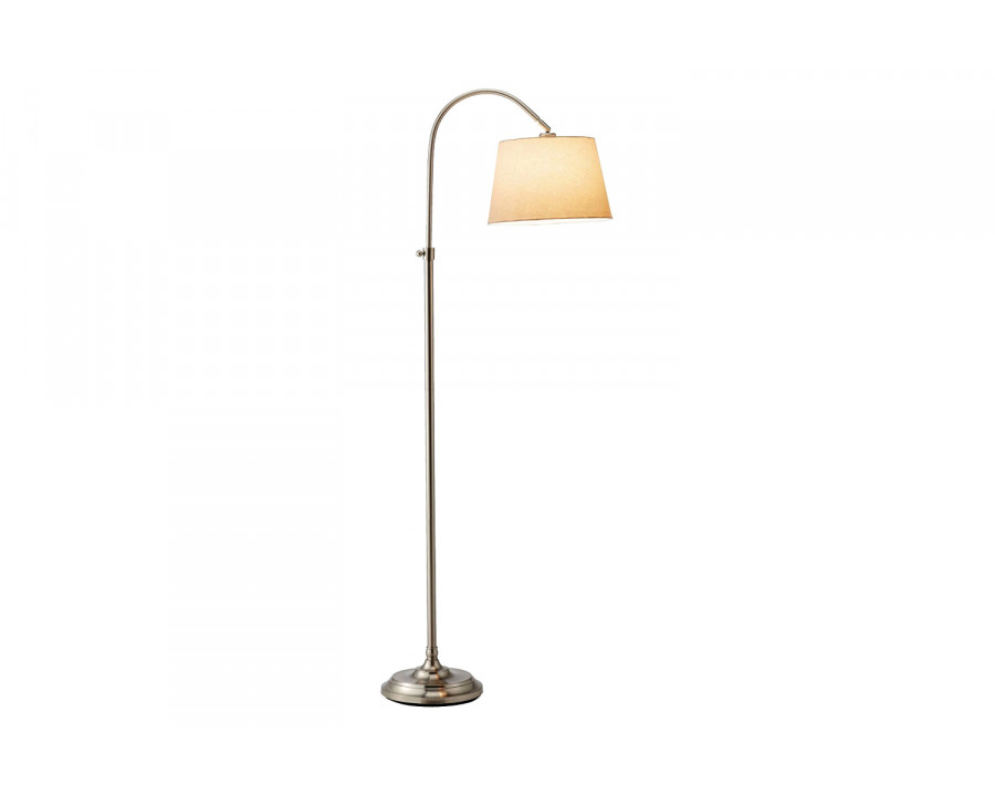 FaFurn - Elegant Arch Floor Lamp with White Linen Tapered Drum Shade