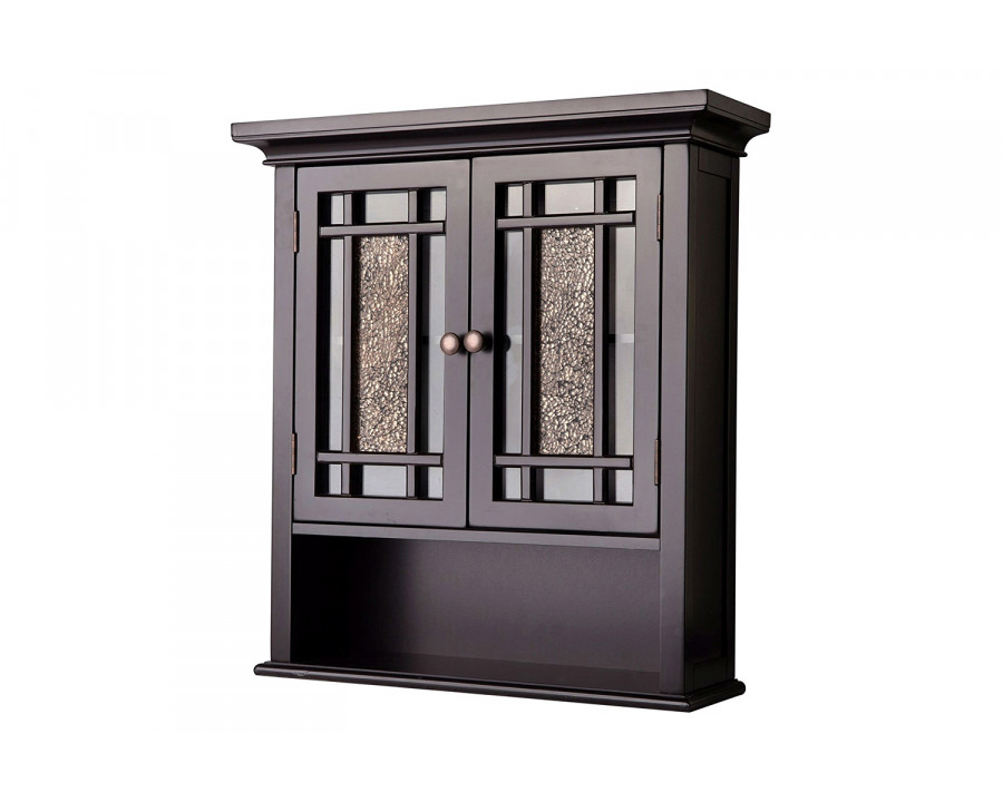 FaFurn - Espresso Bathroom Wall Cabinet with Amber Mosaic Glass Accents