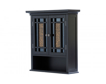 FaFurn - Espresso Bathroom Wall Cabinet with Amber Mosaic Glass Accents