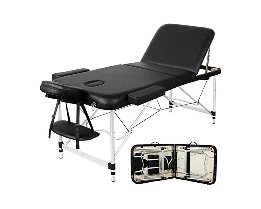 FaFurn - Black Extra Wide Adjustable Portable Massage Tattoo Folding Table