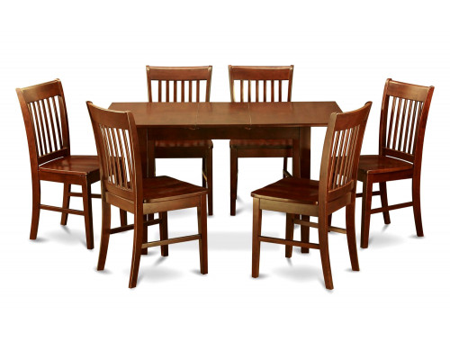 FaFurn - Mission Style 7-Piece Dining Set in Mahogany Wood Finish