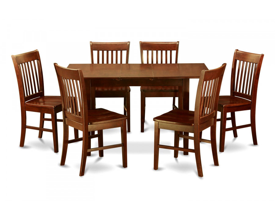 FaFurn - Mission Style 7-Piece Dining Set in Mahogany Wood Finish