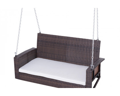 FaFurn - Wicker Porch Swing 7Ft Hanging Chain with Padded Cushion