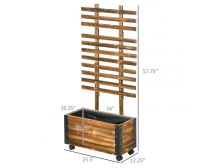 FaFurn - Garden Bed Planter Box with Trellis on Wheels in Rustic , Fir Wood