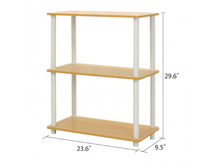 FaFurn 3-Tier Bookcase - White, Metal/Wood