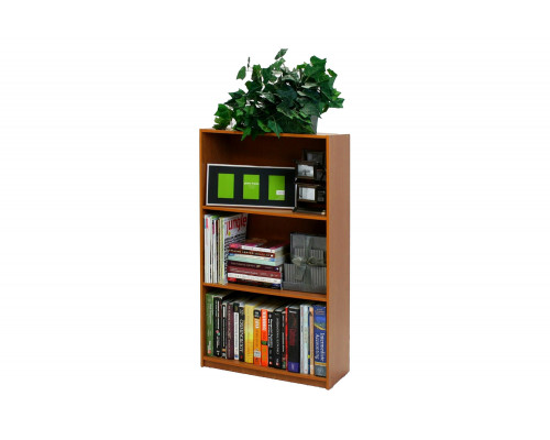 FaFurn - Light Cherry Finish 3-Tier Storage Shelves Bookcase