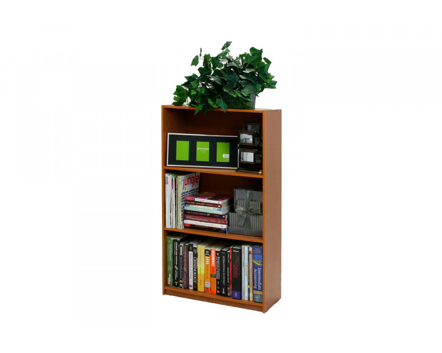 FaFurn - Light Cherry Finish 3-Tier Storage Shelves Bookcase