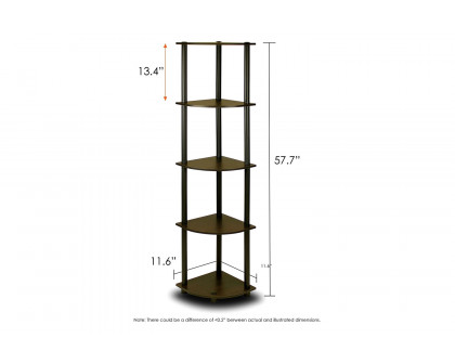 FaFurn - 5-Tier Corner Display Shelf Bookcase in Espresso & Black