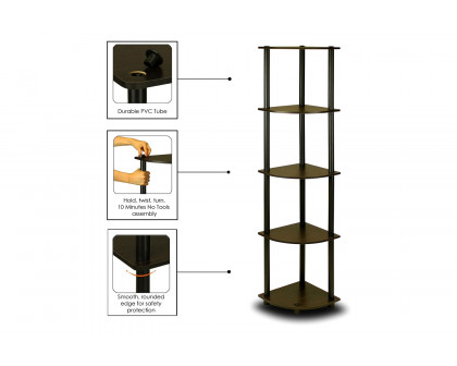 FaFurn - 5-Tier Corner Display Shelf Bookcase in Espresso & Black