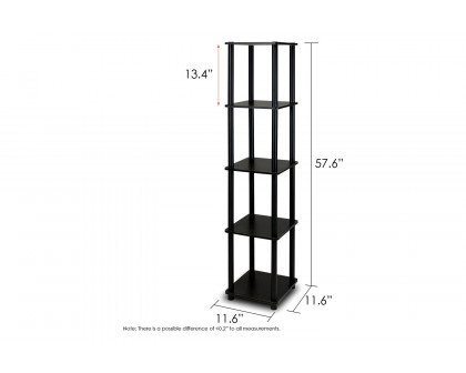 FaFurn - 5-Tier Square Corner Display Shelf Bookcase in Espresso/Black