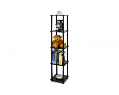 FaFurn - 5-Tier Square Corner Display Shelf Bookcase in Espresso/Black