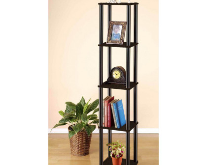 FaFurn - 5-Tier Square Corner Display Shelf Bookcase in Espresso/Black