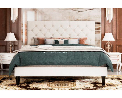 FaFurn - Platform Bed with Button-Tufted Headboard (WHUPBFHD4528936)